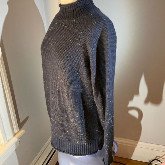 Fat Face Navy Gold Flecked Mock Turtleneck Pullover Sweater, 8 - Picture 11 of 16